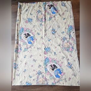 Vintage 90s Disney Snow White Flat Twin Bed Sheet Dopey Seven Dwarfs Princess